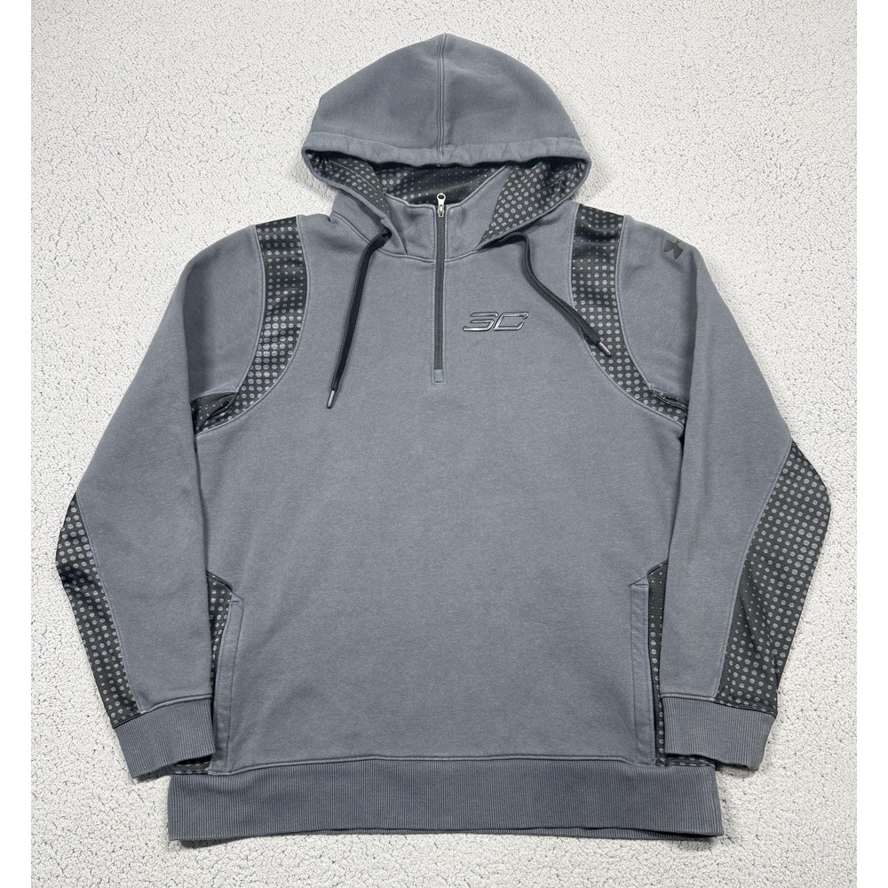 Under Armour SC‎ Steph Curry Hoodie Mens Medium Gray Fleece 1/4 Zip Pullover